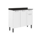 Ver imagem 1 de Gabinete de Cozinha Modulado Dona Maria 6173 3 Portas e 1 Gaveta c/ Tampo e Pés Branco - Bertolini