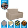 Sofá Cama 2 Lugares com Braço Veludo Pavia Bege Palermo Matrix - 2