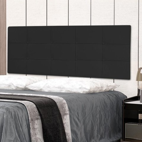 Cabeceira Painel Solteiro 0,90m Roma Material Sintético Preto Dal Poz Estofados