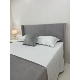 Cabeceira Queen Modelo Liz até o Chão 160x120cm Cinza Claro Tecido em Linho Alta Qualidade - 3