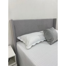 Cabeceira Queen Modelo Liz até o Chão 160x120cm Cinza Claro Tecido em Linho Alta Qualidade - 2