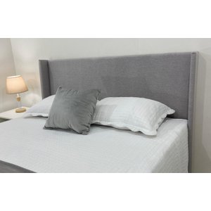 Cabeceira Queen Modelo Liz até o Chão 160x120cm Cinza Claro Tecido em Linho Alta Qualidade