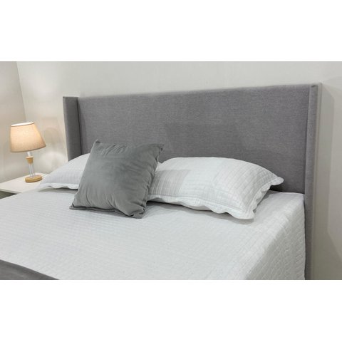 Cabeceira Queen Modelo Liz até o Chão 160x120cm Cinza Claro Tecido em Linho Alta Qualidade