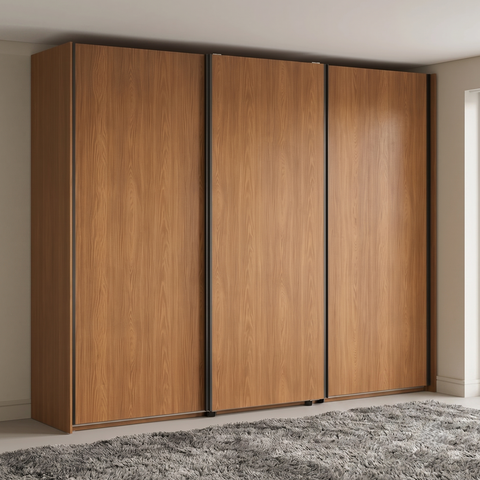 Guarda Roupa Casal 3 Portas de Correr e 4 Gavetas 260x230cm Elegance Canela