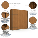Ver imagem 5 de Guarda Roupa Casal 3 Portas de Correr e 4 Gavetas 260x230cm Elegance Canela