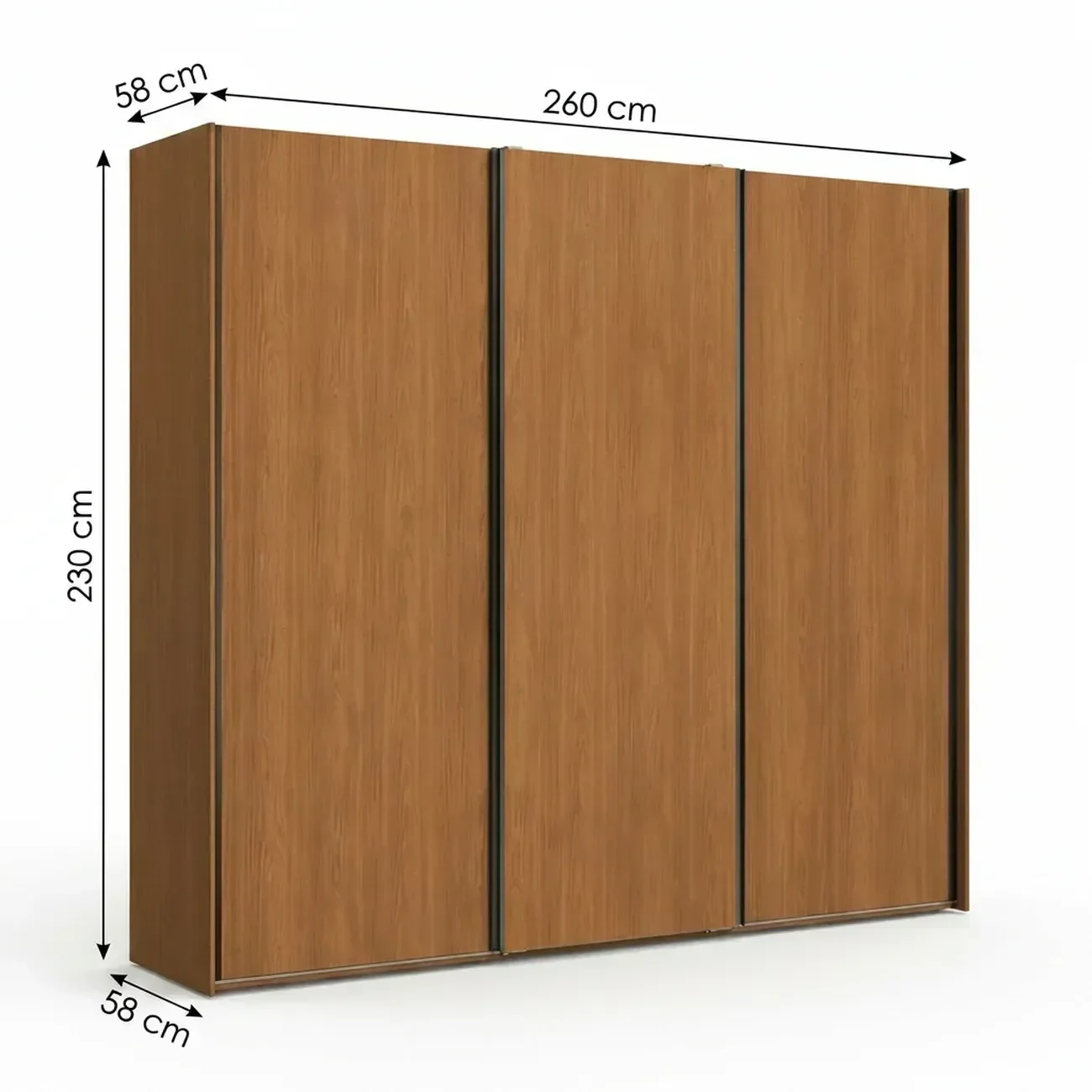 Ver imagem 3 de Guarda Roupa Casal 3 Portas de Correr e 4 Gavetas 260x230cm Elegance Canela