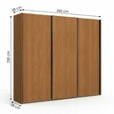 Ver imagem 3 de Guarda Roupa Casal 3 Portas de Correr e 4 Gavetas 260x230cm Elegance Canela