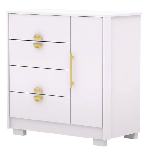Cômoda Sapateira 4 Gavetas Clarabella Branco/camarim