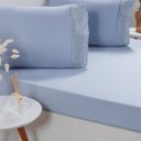 Ver imagem 3 de Jogo de Cama Queen Broderie 3 Pçs Bordado Inglês 158x198x35cm Blue