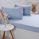 Ver imagem 1 de Jogo de Cama Queen Broderie 3 Pçs Bordado Inglês 158x198x35cm Blue