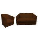 Ver imagem 1 de Kit Namoradeira + 1 Poltrona Decorativa Biane Couro Marrom Pés Cromado Mz Decor