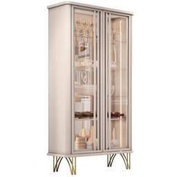 Kit Aparador Buffet Bar Living Santiago com Cristaleira Adega Síria B01 Off White - 2