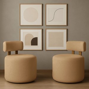 Kit 02 Poltronas Sala Orgânica Almyra - Tecido Boucle - Capuccino