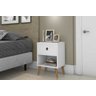 Mesa de Cabeceira com 1 Gaveta Pés Palito Retrô Branco- Rede Móveis - 1