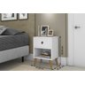 Mesa de Cabeceira com 1 Gaveta Pés Palito Retrô Branco- Rede Móveis - 2