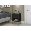 Ver imagem 1 de Mesa de Cabeceira com 1 Gaveta Pés Palito Retrô Preto- Rede Móveis