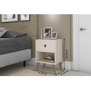 Ver imagem 2 de Mesa de Cabeceira com 1 Gaveta Pés Palito Retrô Offwhite- Rede Móveis