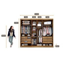Guarda Roupa Casal com Espelho 6 Portas 6 Gavetas - Rizon-Cumaru/Fendi - Móveis Novo Horizonte - 5