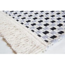 Tapete Rustico para Sala e Quarto 100% Algodão xadrez Cinza / Cru / Preto - 2
