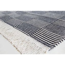 Tapete Grande 100% Algodão Tapete para Sala ou Quarto Cor Preto / Cru 2,00M x 1,40M - 2