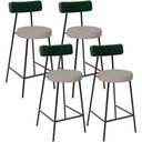 Ver imagem 1 de Kit 04 Banquetas Baixa Cozinha e Sala Jantar Bancada Milão L02 Facto Verde Linho Bege - lyam decor L