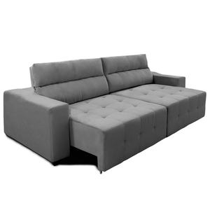 Sofá Top Lubeck 3 Lugares 3 metros Retrátil e Reclinável Suede Cinza – Sofá na Web
