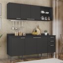 Ver imagem 2 de Armário de Cozinha Cp10 e Tampo 178cm Pérola Z34 Preto - Mpozenato