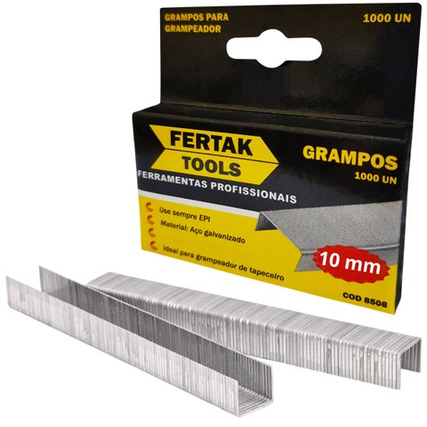 Grampos 10mm Tipo Reto para Grampeador de Pressão com 1000 Un | Fertak