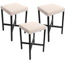 Ver imagem 2 de Kit 03 Banquetas Baixa Bar Cozinha Sala de Jantar Preto Stella L02 Suede Bege - Lyam Decor
