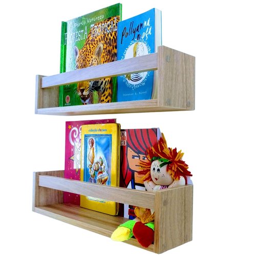 Kit Jogo 3 Prateleiras De Livro De Parede Madeira Pinus 60cm - MM DECOR SHOP