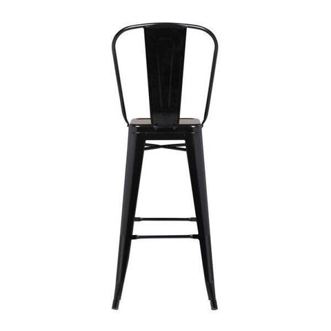 Banqueta Alta com Encosto Iron Industrial Preto