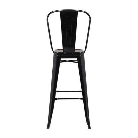 Banqueta Alta com Encosto Iron Industrial Preto