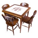 Ver imagem 1 de Cj Mesa Madeira Azulejo 80x80cm - Base 4pé 78cm + 4 Cadeiras 43 - Natural - More Wine