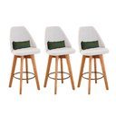 Ver imagem 1 de Kit 03 Banquetas Linho Bege E Almofada Suede Verde Musgo