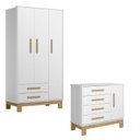 Ver imagem 1 de Guarda Roupa 4340 e Cômoda 4355 Q Encanto Slim Branco Acetinado - Qmovi