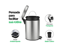 Ver imagem 5 de Lixeira Inox 3L com Pedal e Cesto Interno Banheiro e Cozinha