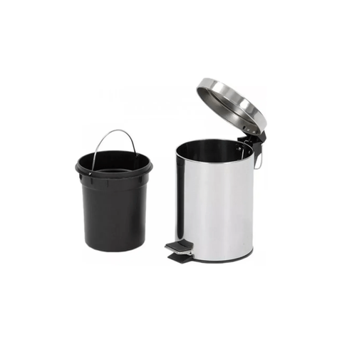 Lixeira Inox 3L com Pedal e Cesto Interno Banheiro e Cozinha
