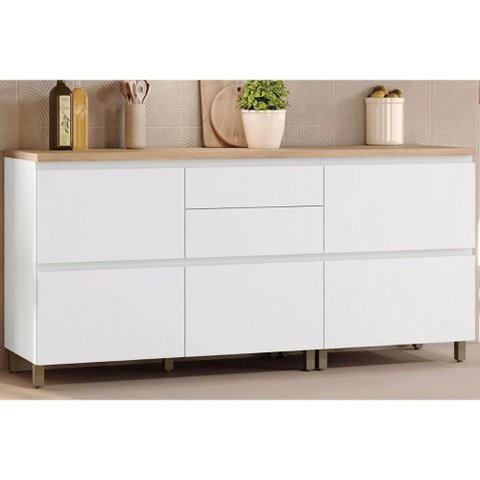 Gabinete Cozinha Modulado 2 Portas 5GAVETAS Rainha Branca/Nature Nesher