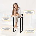 Ver imagem 4 de Kit 5 Banqueta Quadrada Preta para Balcão Ilha Cozinha Gourmet Bancada Piscina Bares Àrea de Lazer
