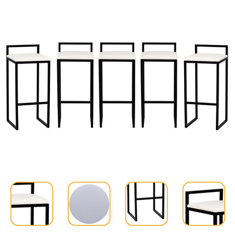 Kit 5 Banqueta Quadrada Preta para Balcão Ilha Cozinha Gourmet Bancada Piscina Bares Àrea de Lazer