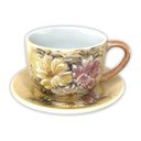 Ver imagem 1 de Caneca Jumbo com Prato de Porcelana 500 ml Xícara Consumê para Sopa Cereal Pintada a Mão AZALEIAS BR