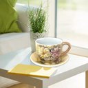Ver imagem 4 de Caneca Jumbo com Prato de Porcelana 500 ml Xícara Consumê para Sopa Cereal Pintada a Mão AZALEIAS BR