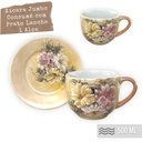 Ver imagem 2 de Caneca Jumbo com Prato de Porcelana 500 ml Xícara Consumê para Sopa Cereal Pintada a Mão AZALEIAS BR