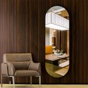 Ver imagem 2 de Espelho Pílula Decorativo Orgânico Oval Moderno 150x50 Caramelo
