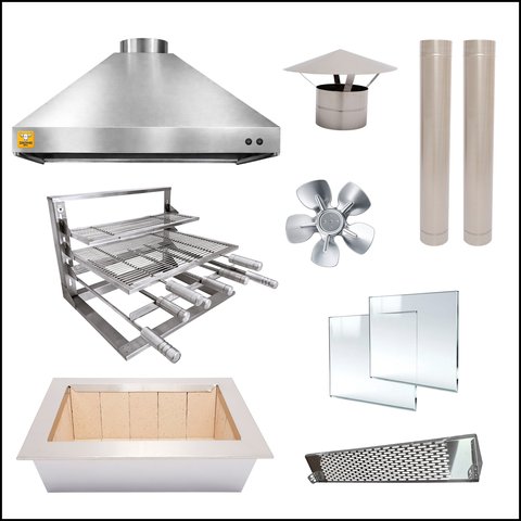 Kit de Churrasqueiras Gourmet M Inox 304 Completa com Exaustor - Soberano Grill