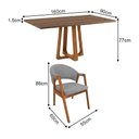 Ver imagem 3 de Conjunto Mesa Julia 6 Lugares Tampo MDF Freijó Cadeiras Helen Cinza Veludo 160cm Ideal Decor