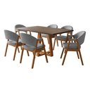 Ver imagem 4 de Conjunto Mesa Julia 6 Lugares Tampo MDF Freijó Cadeiras Helen Cinza Veludo 160cm Ideal Decor