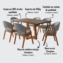 Ver imagem 2 de Conjunto Mesa Julia 6 Lugares Tampo MDF Freijó Cadeiras Helen Cinza Veludo 160cm Ideal Decor