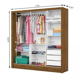 Guarda Roupa Dubai 3 Portas 3 Gavetas Carioca Móveis - 6