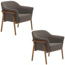 Ver imagem 1 de Kit 02 Poltronas Luna Base Madeira Bouclé Marrom - Nexta Casa